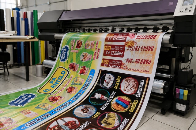 Impresión de lona en producción en Impresos Xpress