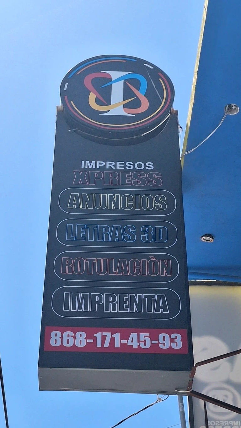 Anuncio exterior de Impresos Xpress en Calle Ocampo 105, Matamoros